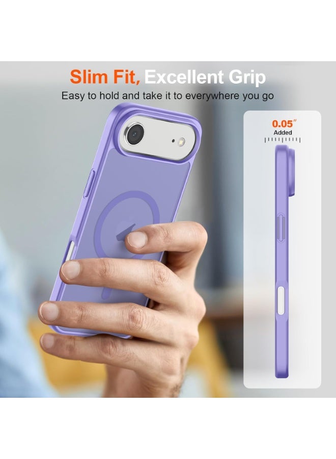 أكاليكس جراب مغناطيسي لهاتف آيفون 17 إير [مقاوم للصدمات ونحيف] غطاء خلفي صلب شفاف غير لامع مع حماية عالية الجودة | بنفسجي فاتح - Image 5